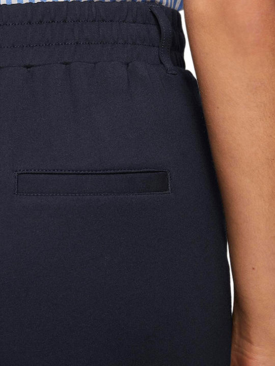 Women's Fabric Trousers Loose Fit Navy Blue