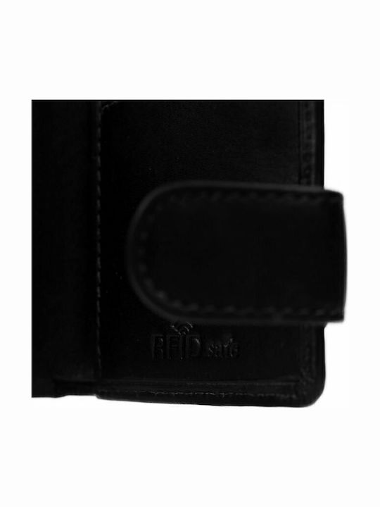 Leicester Leather Men's Wallet Cards with RFID and Slide Mechanism Black