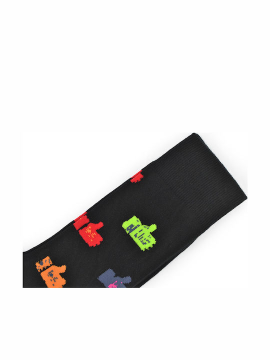 John Frank Herren Gemusterte Socken Schwarz 1Pack