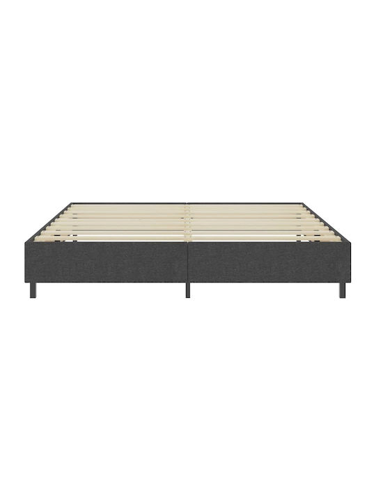vidaXL King Size Upholstered Fabric Bed Dark Gray with Slats and Mattress 200x200cm
