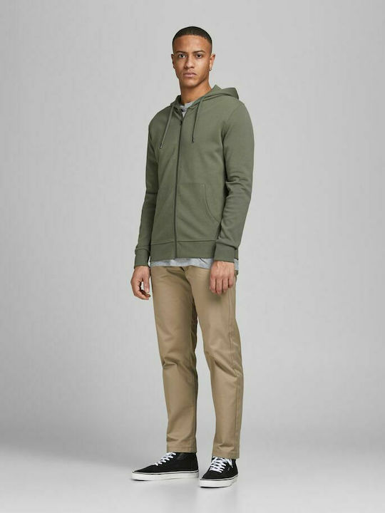 Men's Cardigan with Hood & Pockets Olive