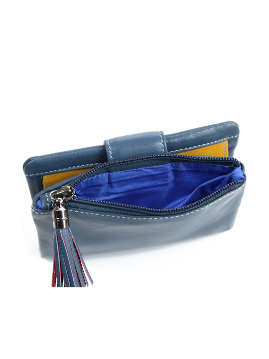 Small Leather Women's Wallet Classic Blue / Red