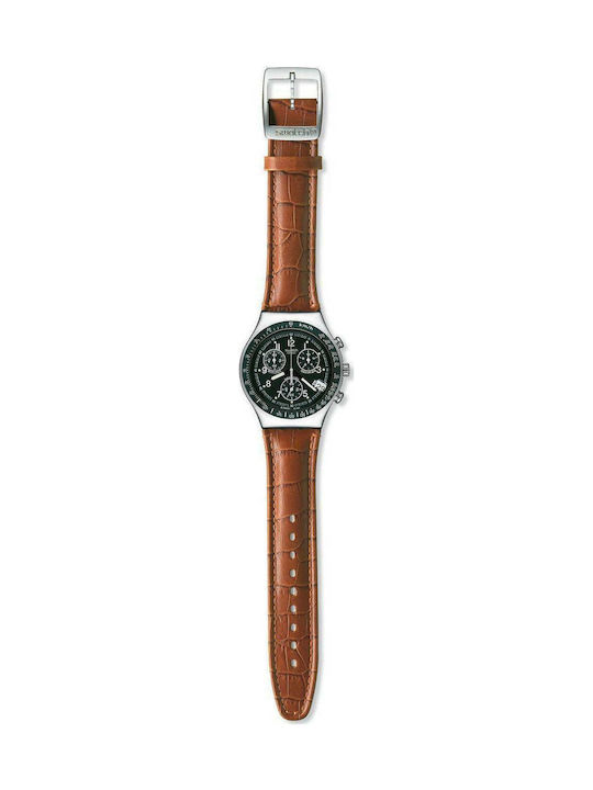 Swatch Dark Phoenix Leather Strap Brown 20mm