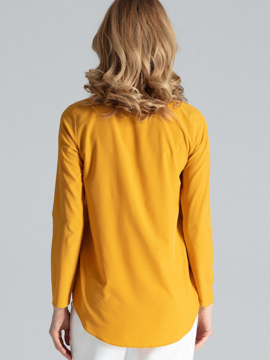 Figl M663 Women's Monochrome Long Sleeve Shirt Yellow 132488