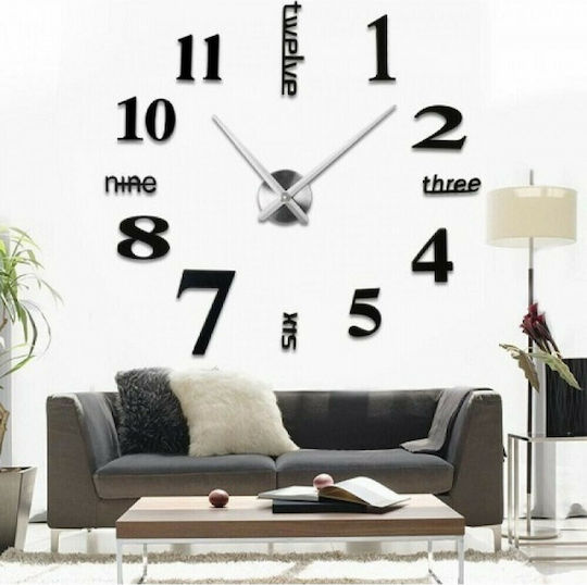Sticker 3D Numbers Letters 3D Wall Clock Sticker Plastic Black Ø10cm