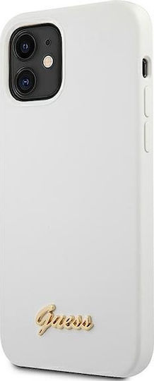Guess Metal Logo Script Back Cover Plastic White (iPhone 12 mini)