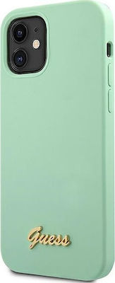 Guess Metal Logo Script Plastic Back Cover Green (iPhone 12 mini)