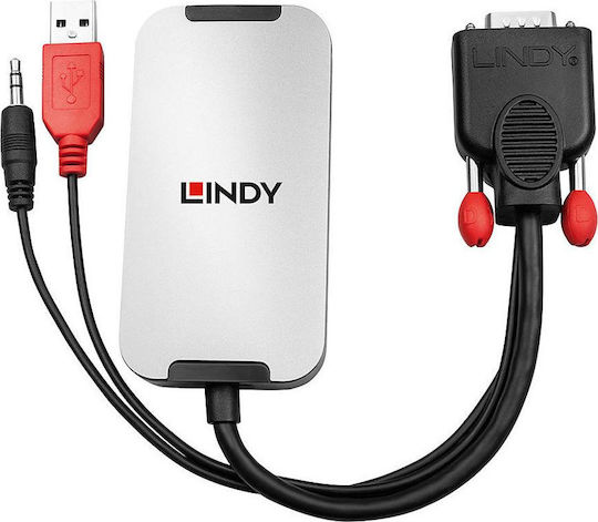 Lindy Converter 3.5mm / USB-A / VGA Male to DisplayPort Female Silver 1 Piece