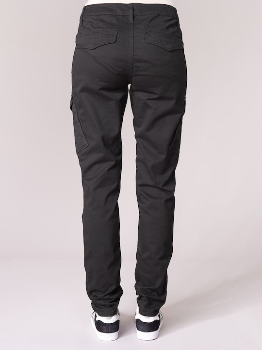 Damen Stoff Cargo Hose in Skinny Fit Schwarz