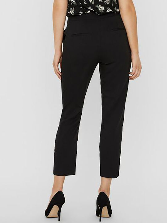 Vero Moda Women's High-waisted Fabric Trousers in Straight Line Black