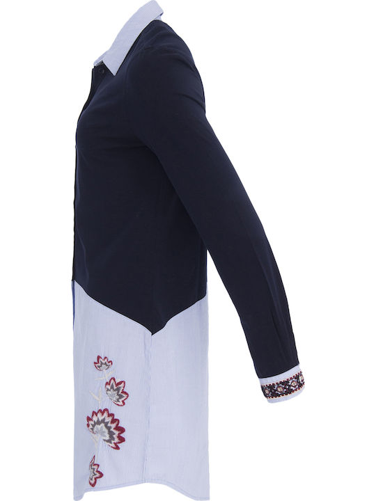 Gladys Women's Monochrome Long Sleeve Shirt Navy Blue
