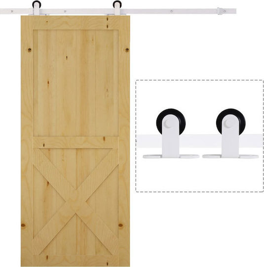 HomCom Μηχανισμός Συρόμενης Ξύλινης Πόρτας 183cm Λευκός