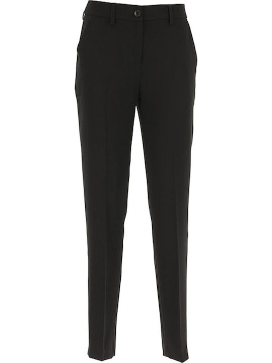 Dama Tesatura Pantaloni cu Croială Dreaptă Negru