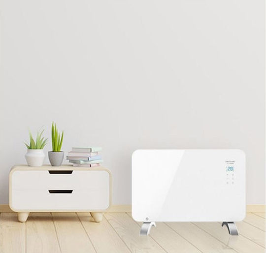 Cecotec Warm 6650 Crystal Connection 05318 Convector Heater Floor 1000W with Electronic Thermostat and WiFi 76x43cm White