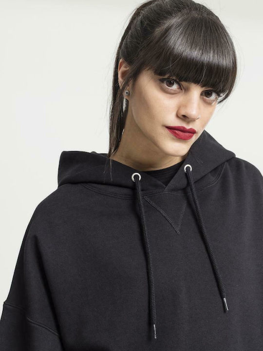 Long Women's Sweatshirt Hooded Black