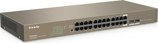 Tenda Unmanaged L2 Switch με 24 Θύρες Gigabit (1Gbps) Ethernet και 2 SFP Θύρες