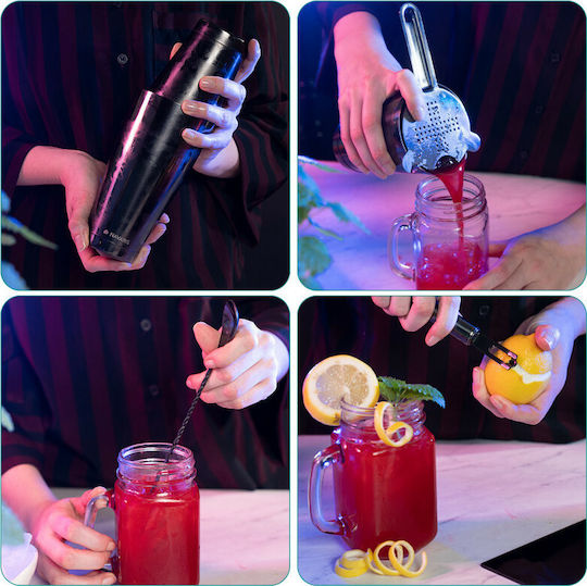Navaris Σετ Cocktail από Ανοξείδωτο Ατσάλι Μαύρο 11τμχ 49860.11.01