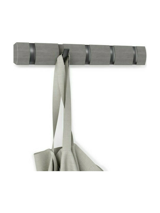 Umbra Wall Hanger Flip Wooden 5 Hooks Grey 50.8x3.2x6.7cm