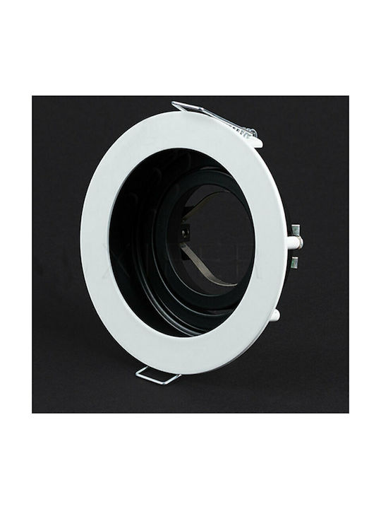 V-TAC Spot Rotund Metalic De Tavan Cu LED Încorporat Și Lumină Bianco Reglabilă Alb 10x10cm