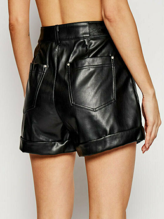 Guess Women's Leather High-waisted Shorts Black