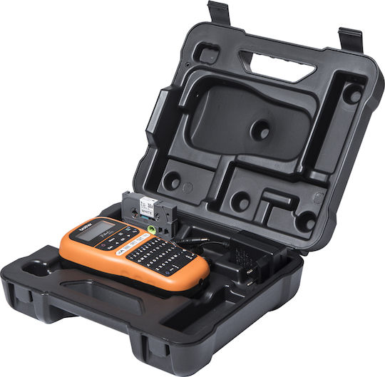 Brother PT-E110VP Elektronisch Tragbarer Etikettendrucker in Orange Farbe PT-E110VPZG1