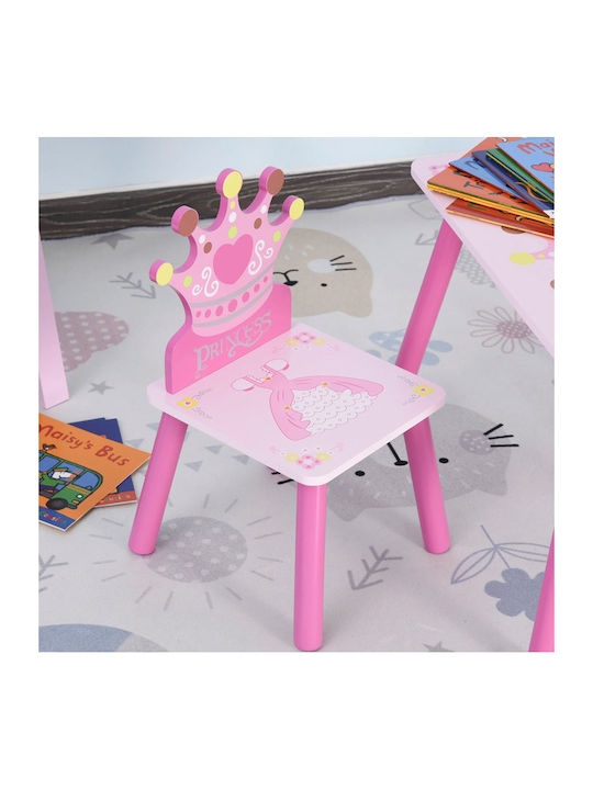 Set Masă cu Scaune pentru Copii din Plastic Roz HomCom