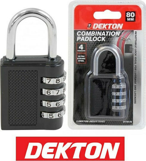 Dekton Steel Padlock Brass Combination 80mm 1pcs