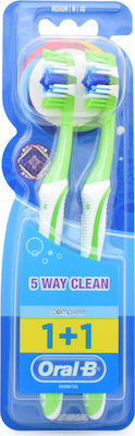 Oral-B Complete 5 Way Clean 40 1+1 Manual Toothbrush Medium Green - Green 2pcs