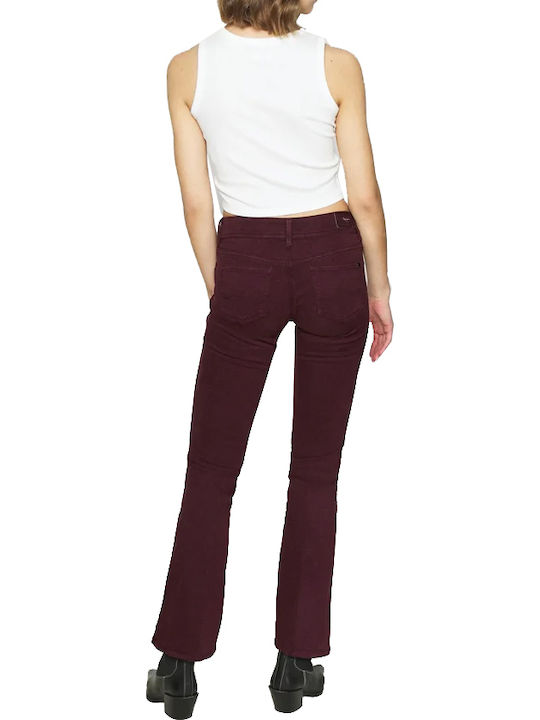 New Pimlico Low Waist Women's Jean Trousers Flared in Regular Fit Burgundy