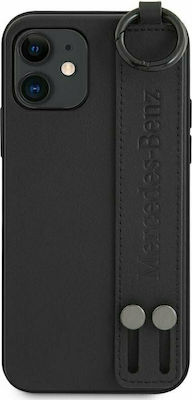 Mercedes-Benz Leather Hand Strap Plastic / Leather Back Cover Black (iPhone 12 mini)