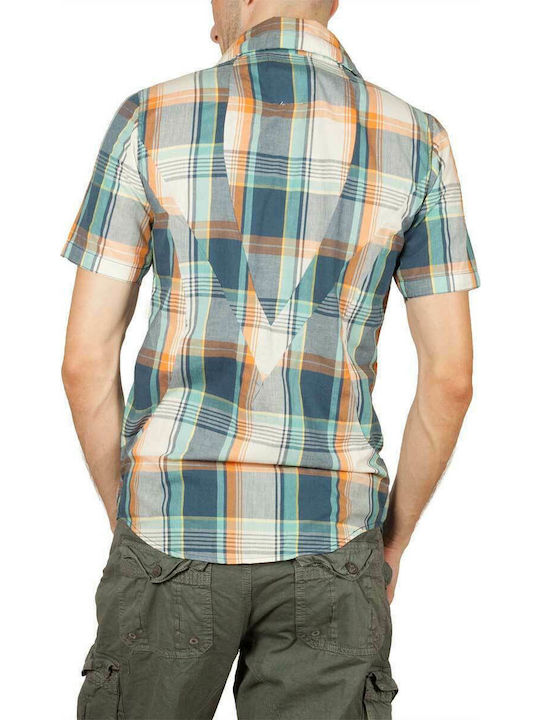 Humor Men's Shirt Short Sleeve Cotton Checked Multicolour