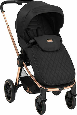 Kikka Boo Vicenza 3 in 1 Premium Adjustable 3 in 1 Baby Stroller Suitable for Newborn Black-Rose/Gold