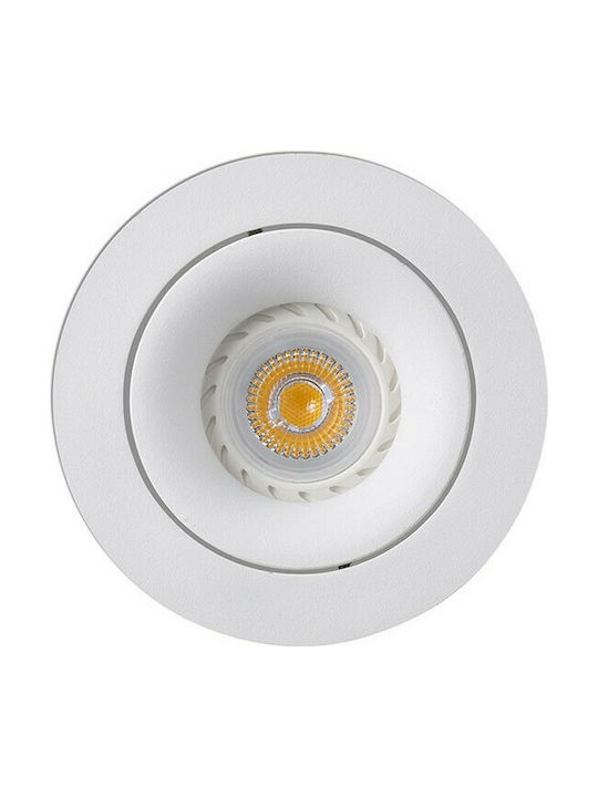 Faro Barcelona Argon Round Metallic Recessed Spot with Socket GU10 White 11.4x11.4cm. 1pcs