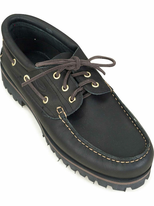 CL4 Tractor Men's Leather Boat Shoes Black