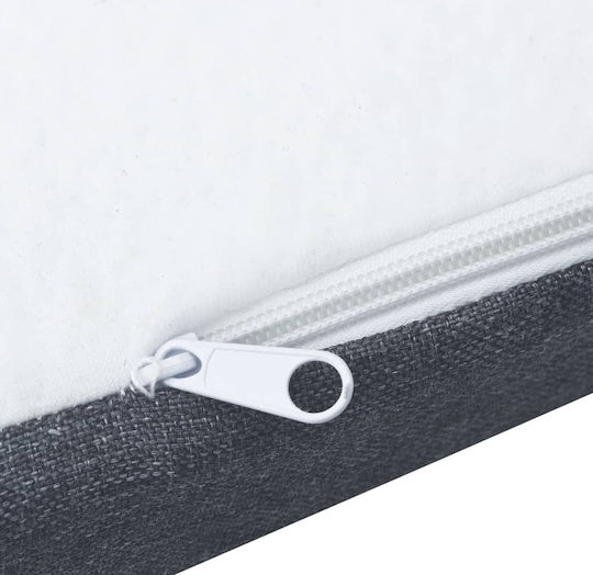 Pat King Size Tapițat cu Material Gri Închis cu Plăci Potrivit pentru Saltea 200x200cm