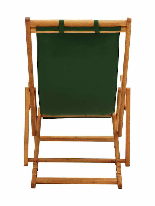 Сезлонг с Подлакътници & Зелен Плат 127x60x95см