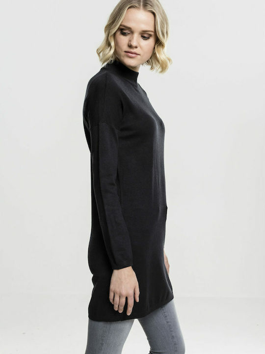 Mini Dress Turtleneck Black