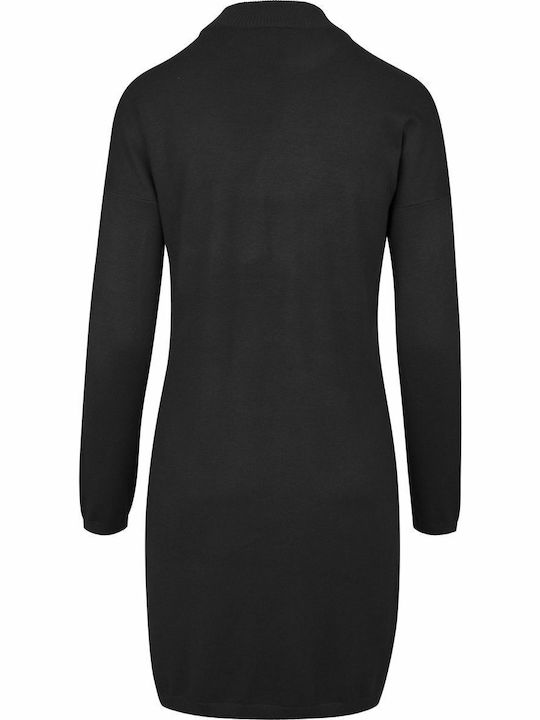 Mini Dress Turtleneck Black