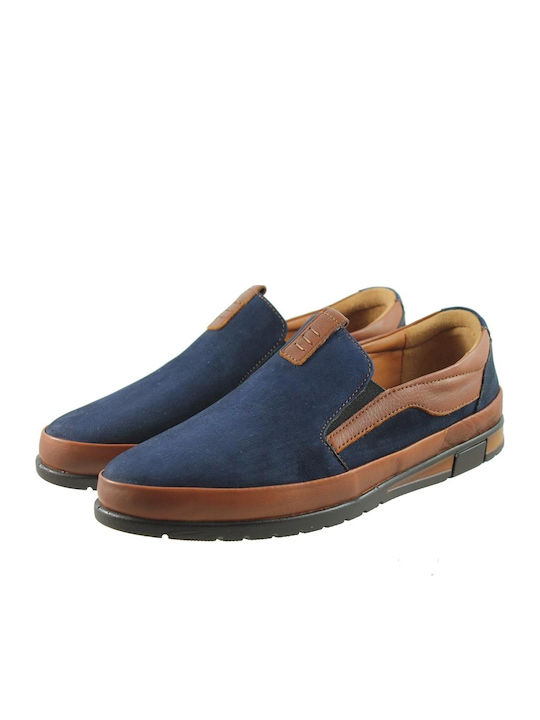 Leder Herren Slip-Ons Blau