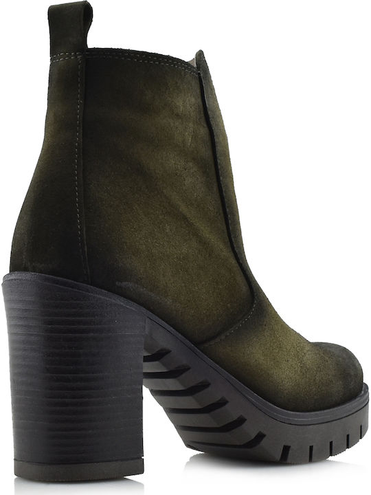 Yokono Teslin 006 Leather Women's Ankle Boots Khaki Teslin-006