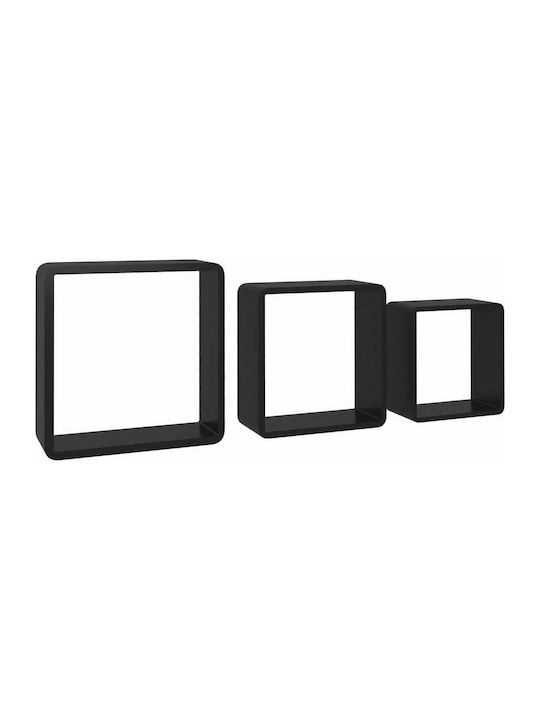 Shelves Wall Black 3pcs 28x10x28cm