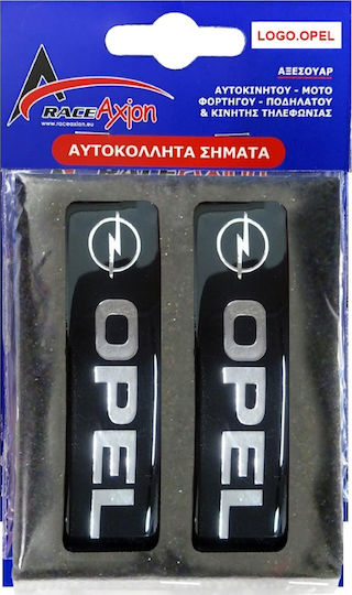 Race Axion Opel Σήματα για Πατάκια Εποξειδικής Ρητίνης Βιδωτά Μαύρο/Χρώμιο 10x3 2τμχ