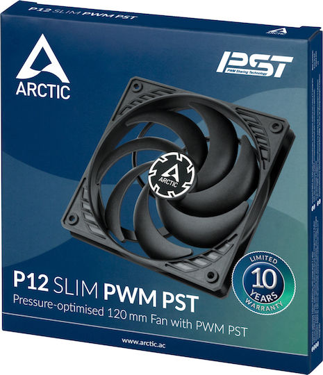 Arctic P12 Slim PWM PST Gehäuselüfter 120mm (2100rpm / 42.10cfm) Ohne LEDs Beleuchtung und Verbindung 4-Pin