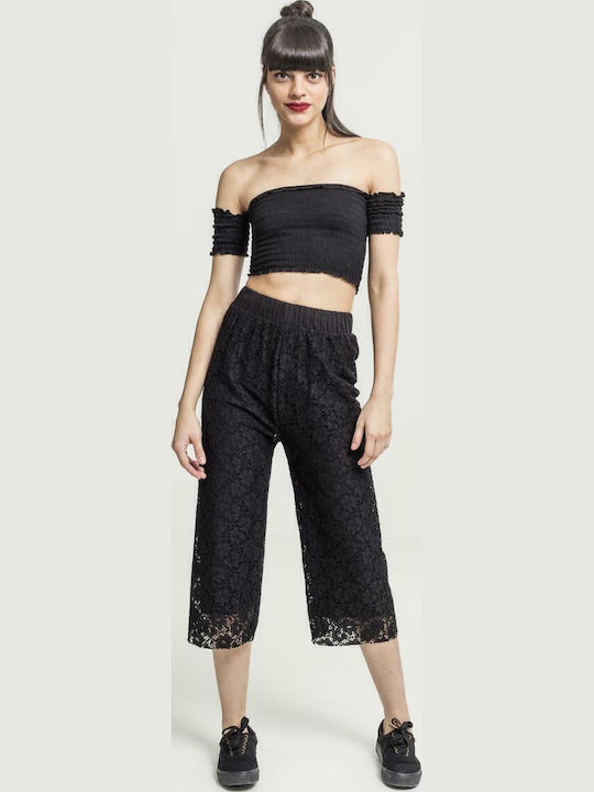 Women's Summer Crop Top Off-Shoulder Short Sleeve Black
