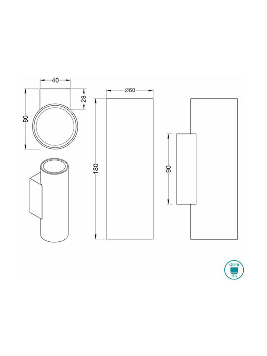 Trio Lighting Marley Modern Lamp Wall with Socket GU10 Gold 6x8x6cm