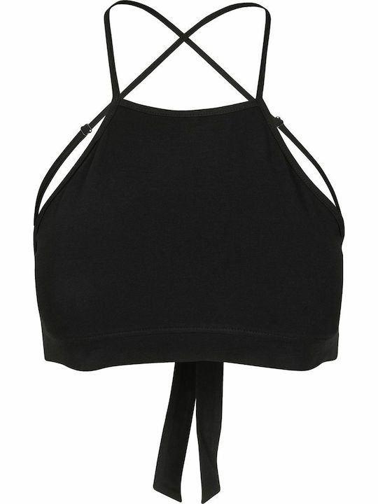 Triangle Γυναικείο Καλοκαιρινό Crop Top Βαμβακερό με Τιράντες Μαύρο