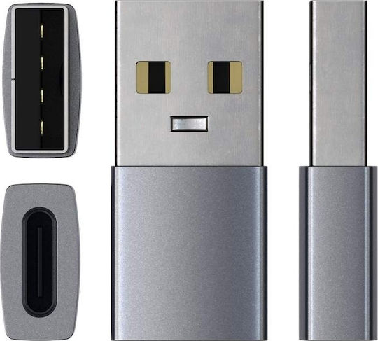 Satechi Μετατροπέας USB-A male σε USB-C female Γκρι 1τμχ ST-TAUCM
