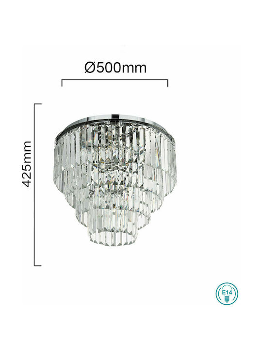 Eglo Agrigento Vintage Ceiling Light with Socket E14 with Crystals 50pcs Silver