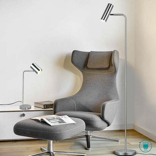 Trio Lighting Marley Floor Lamp H151xW45cm. with Socket for Bulb GU10 Silver