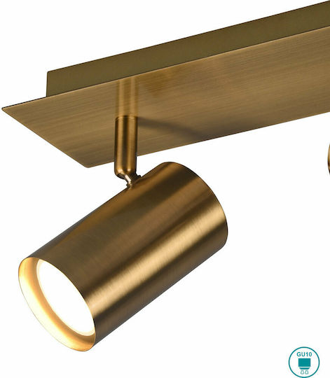Trio Lighting Marley Διπλό Σποτ με Ντουί GU10 σε Χρυσό Χρώμα